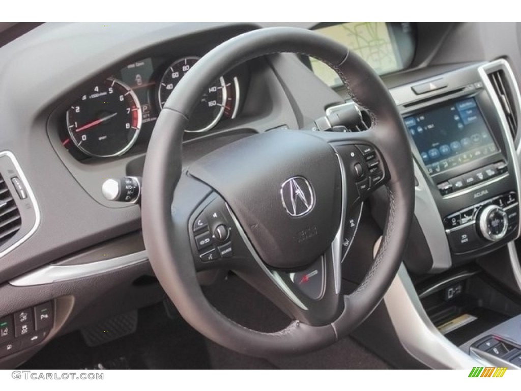2018 Acura TLX V6 SH-AWD A-Spec Sedan Ebony Steering Wheel Photo #121268714