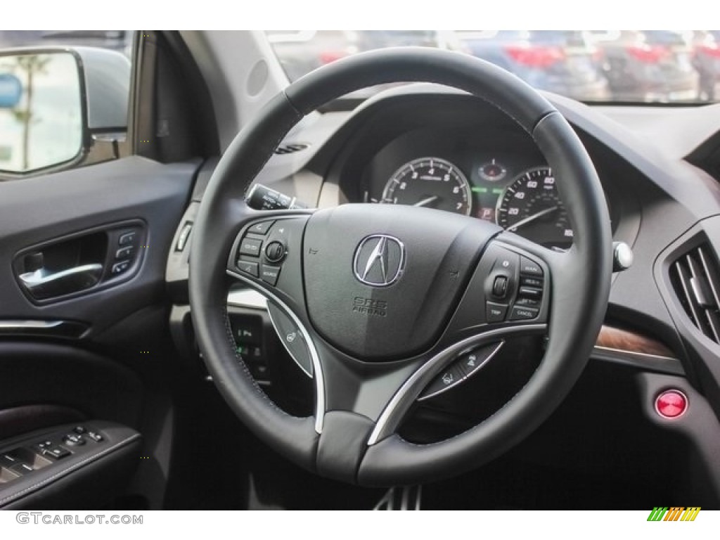 2017 Acura MDX Sport Hybrid SH-AWD Ebony Steering Wheel Photo #121273179