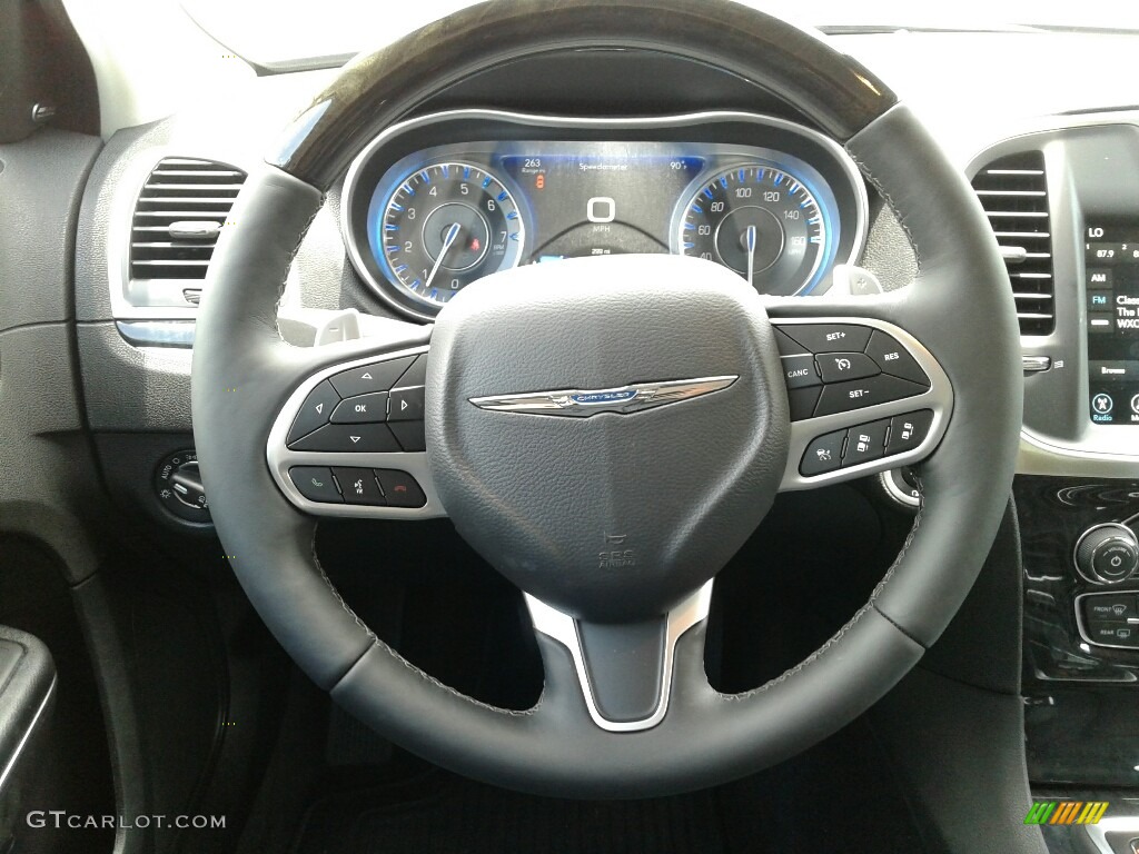 2017 Chrysler 300 C Black Steering Wheel Photo #121279571
