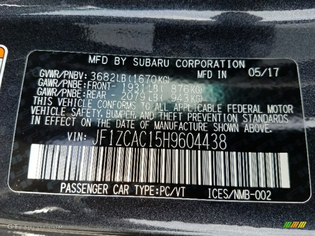 2017 BRZ Limited - Dark Gray Metallic / Black photo #8