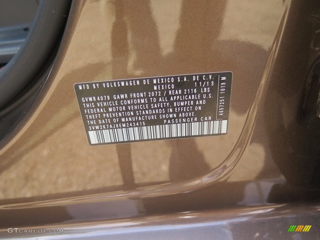 2014 Jetta S Sedan - Toffee Brown Metallic / Latte Macchiato photo #31