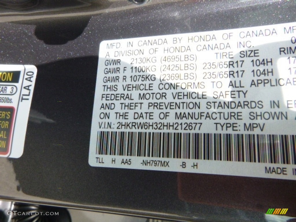 2017 CR-V LX AWD - Modern Steel Metallic / Gray photo #12