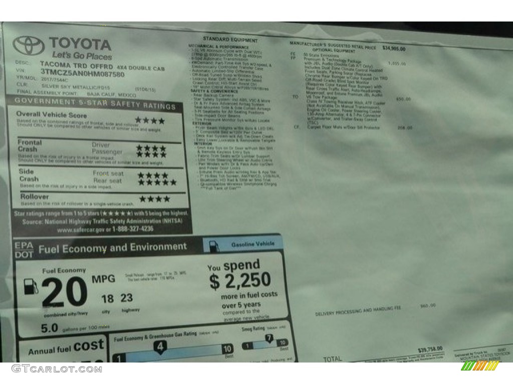 2017 Tacoma TRD Off Road Double Cab 4x4 - Silver Sky Metallic / TRD Graphite photo #10