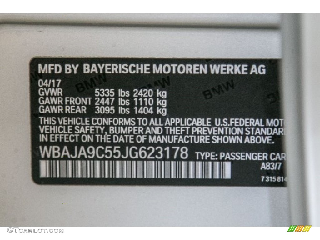 2018 5 Series Color Code A83 for Glacier Silver Metallic Photo #121371452