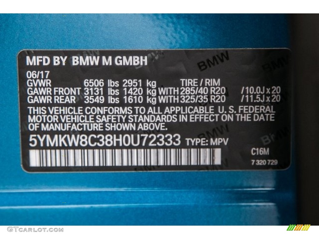 2017 X6 M Color Code C16 for Long Beach Blue Metallic Photo #121376240