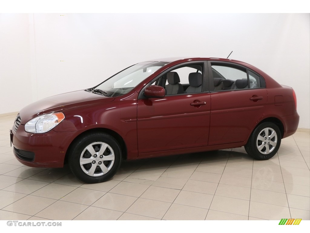 2010 Accent GLS 4 Door - Wine Red / Gray photo #3