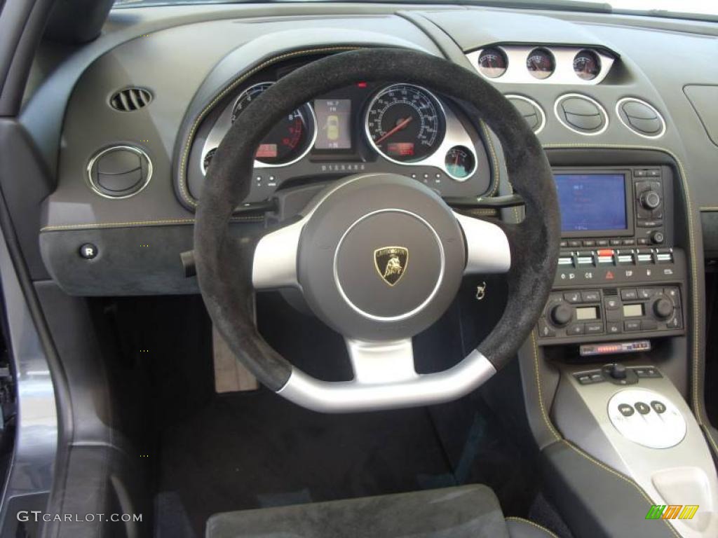 2007 Lamborghini Gallardo Spyder Nero Perseus Steering Wheel Photo #12138541