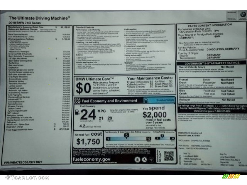 2018 7 Series 740i Sedan - Black Sapphire Metallic / Canberra Beige photo #10