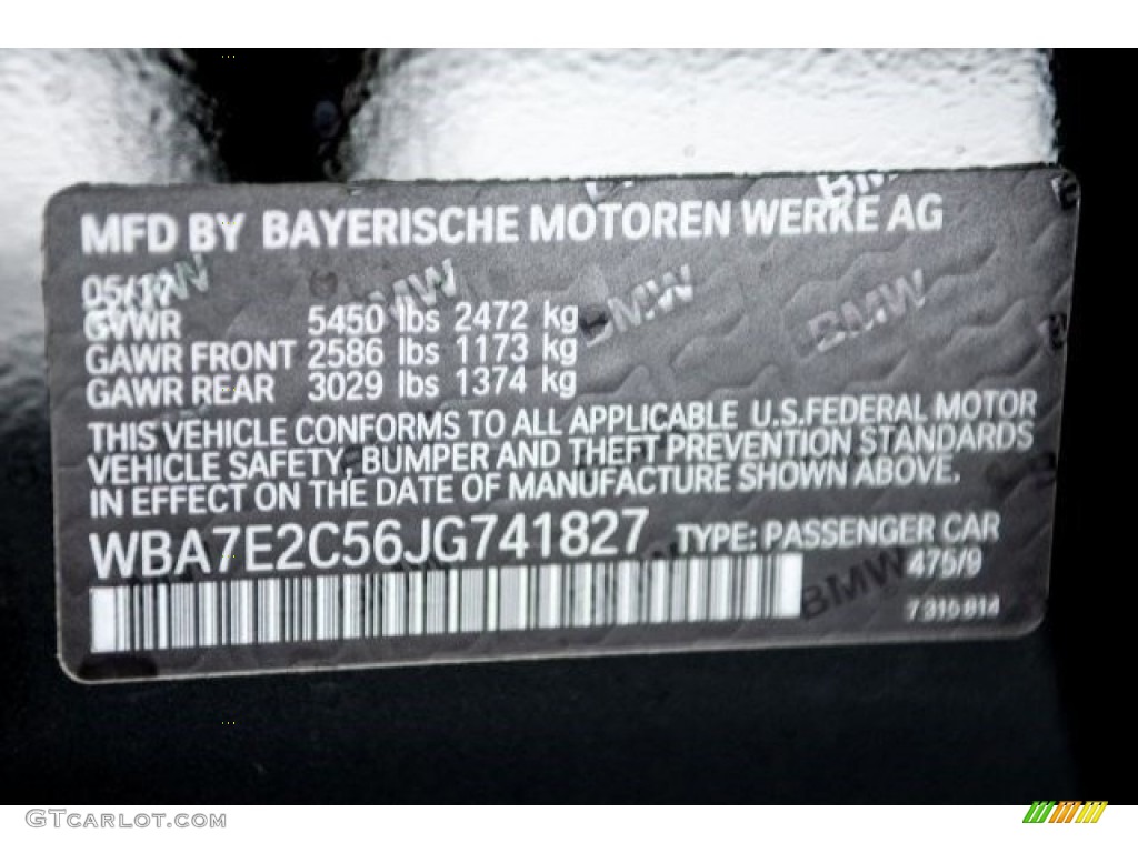 2018 7 Series Color Code 475 for Black Sapphire Metallic Photo #121400978