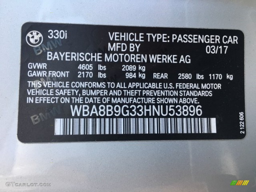 2017 3 Series 330i Sedan - Glacier Silver Metallic / Black photo #11