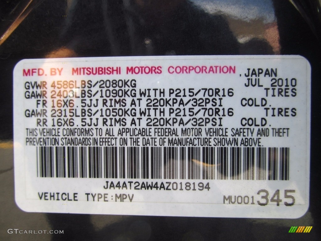 2010 Outlander ES 4WD - Labrador Black Pearl / Black photo #50