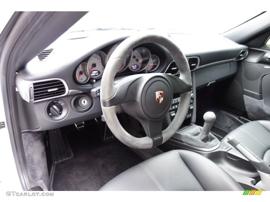 2011 Porsche 911 Turbo Coupe Black/Stone Grey Steering Wheel Photo #121415585