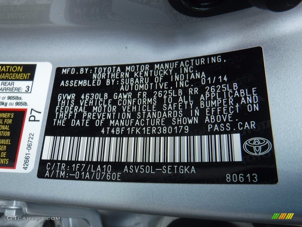 2014 Camry XLE - Classic Silver Metallic / Ash photo #29