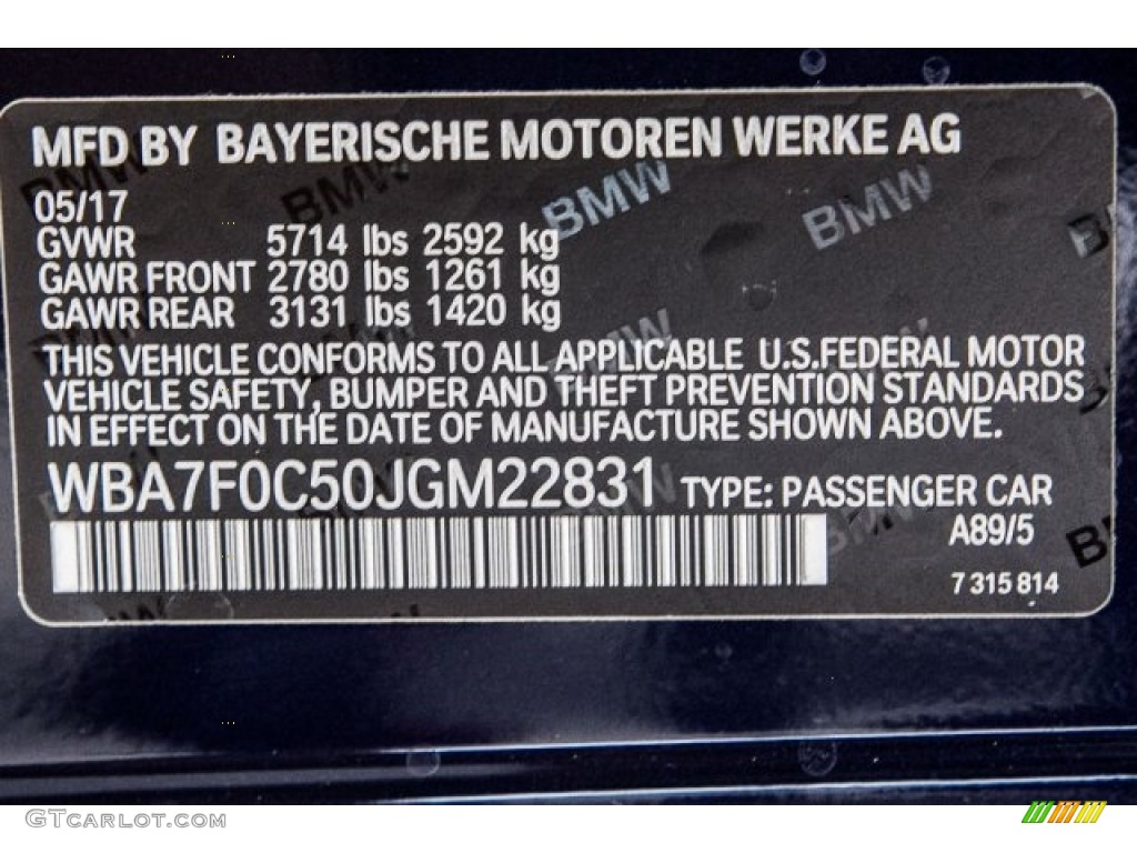 2018 7 Series Color Code A89 for Imperial Blue Metallic Photo #121448912