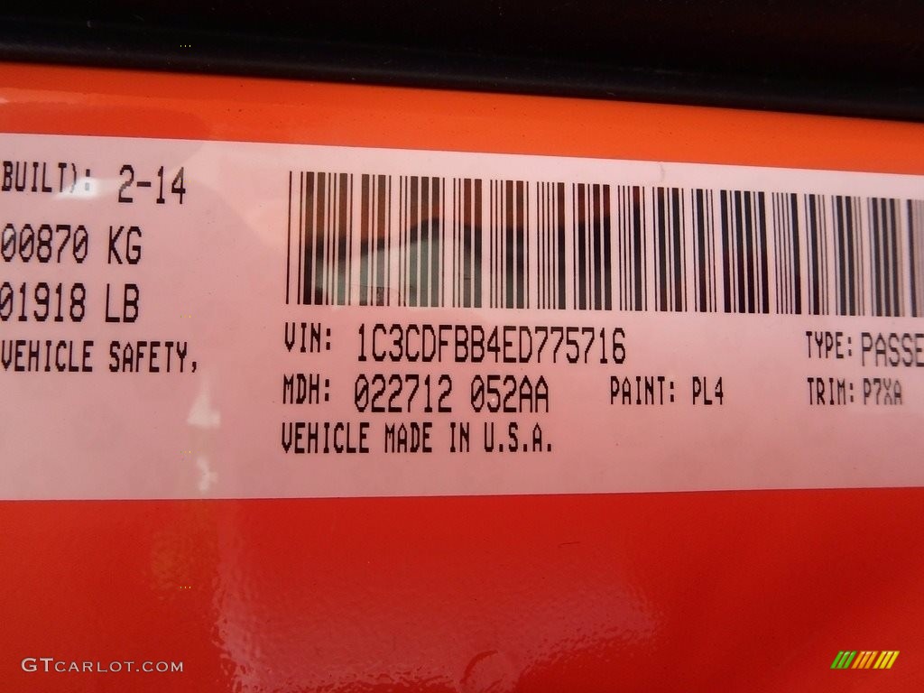 2014 Dart SXT - Header Orange / Black/Light Tungsten photo #15