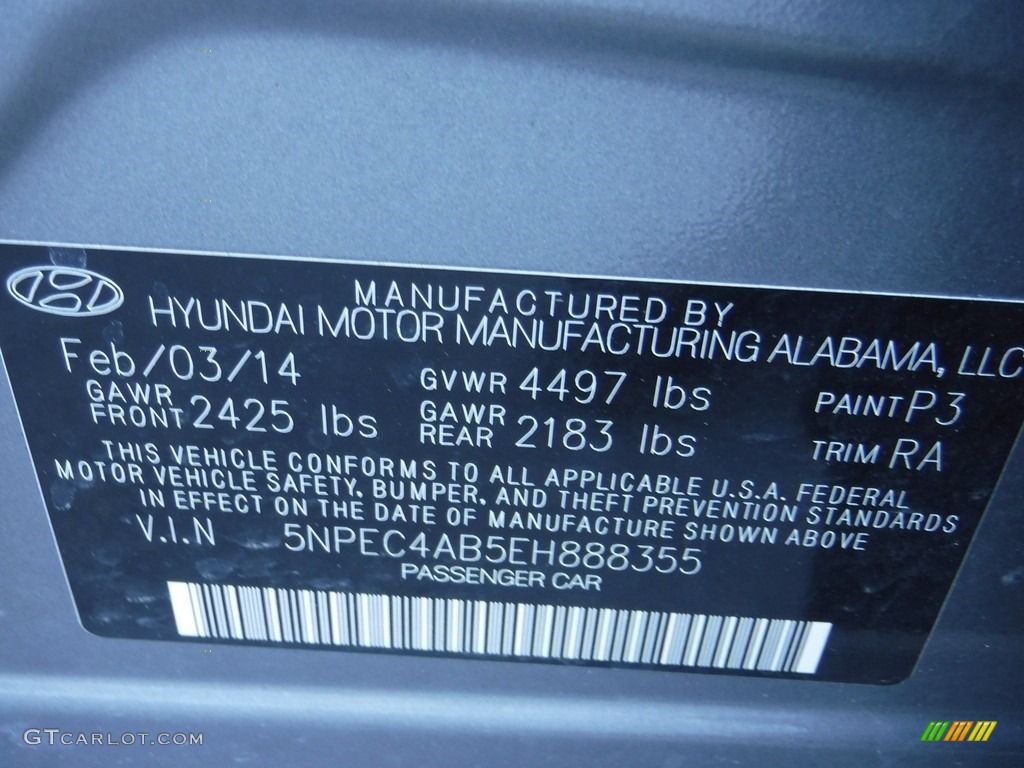 2014 Sonata SE 2.0T - Harbor Gray Metallic / Gray photo #24
