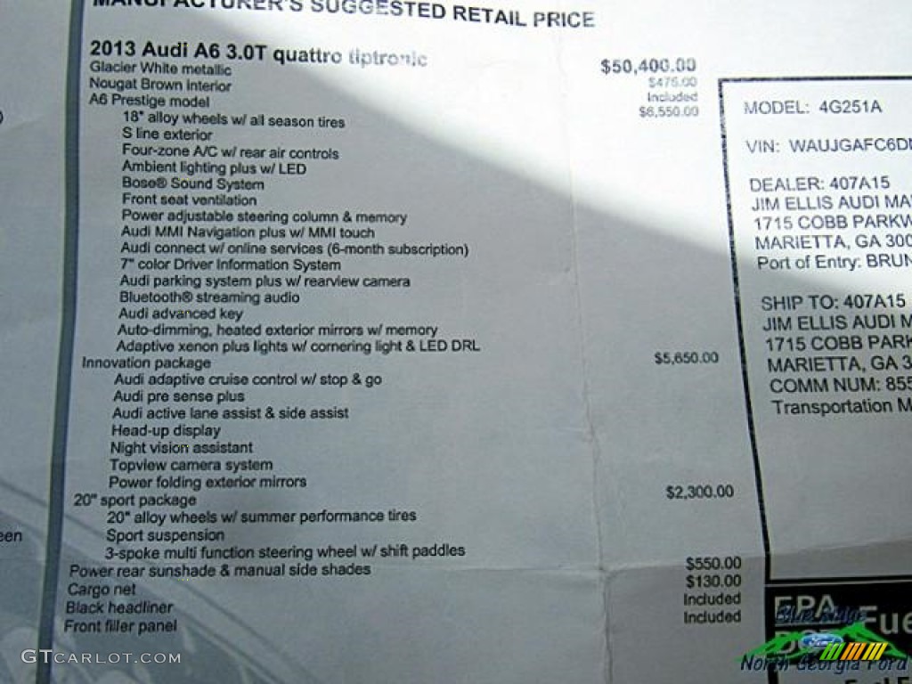 2013 A6 3.0T quattro Sedan - Glacier White Metallic / Nougat Brown photo #30