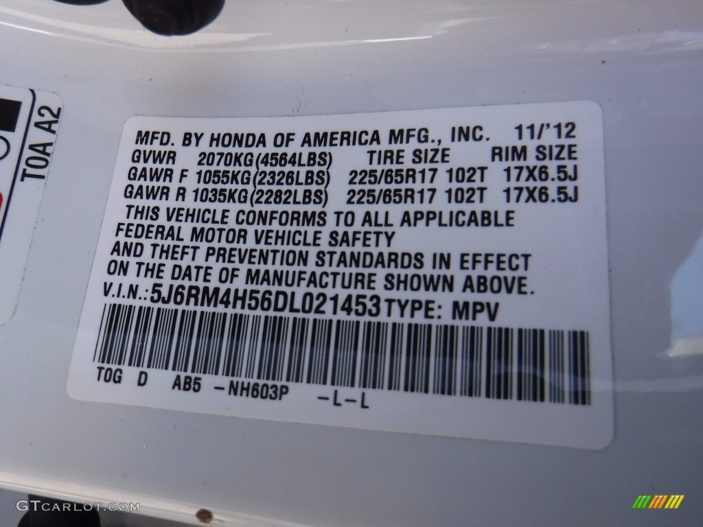2013 CR-V EX AWD - White Diamond Pearl / Gray photo #29
