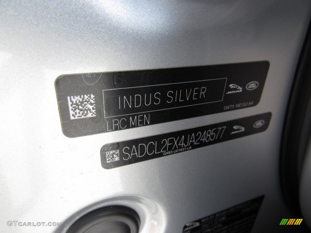 2018 F-PACE Color Code MEN for Indus Silver Metallic Photo #121509724