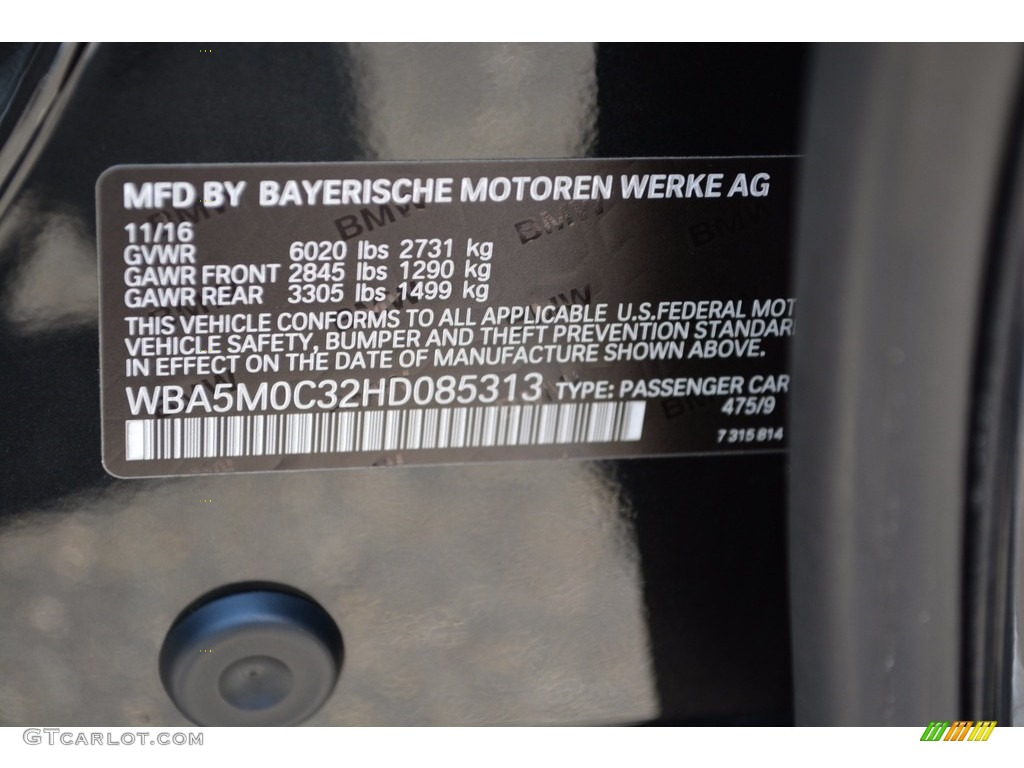 2017 5 Series Color Code 475 for Black Sapphire Metallic Photo #121515929