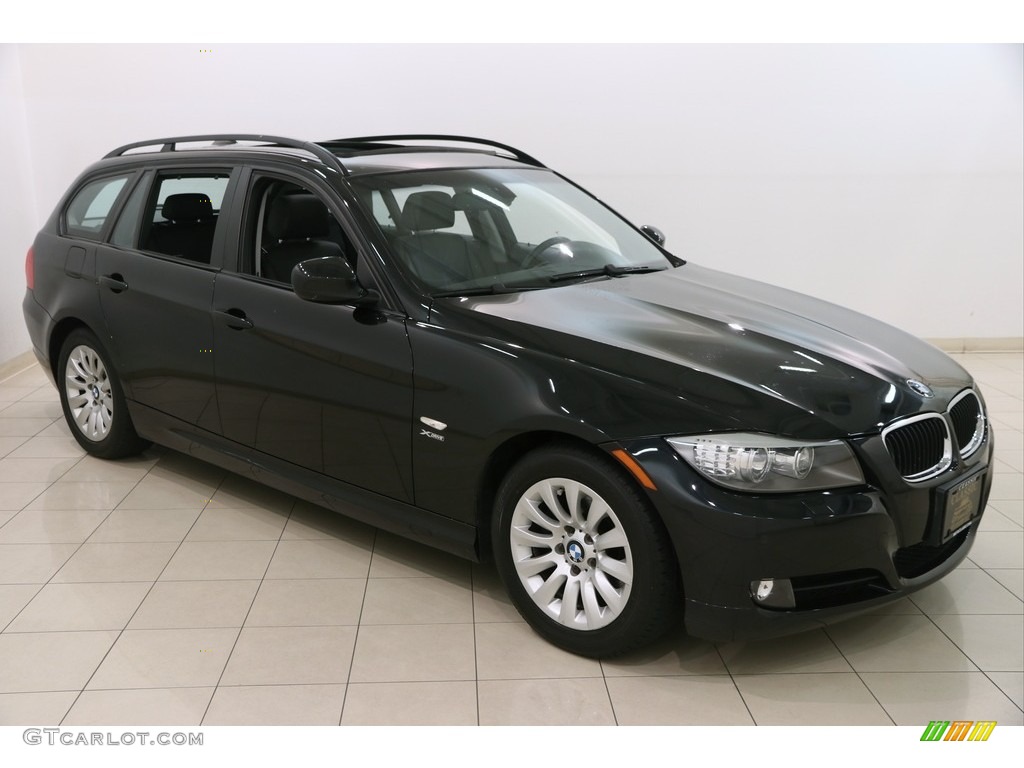 2009 3 Series 328xi Sport Wagon - Black Sapphire Metallic / Black Dakota Leather photo #1
