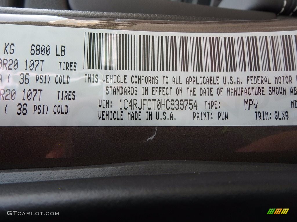 2017 Grand Cherokee Color Code PUW for Walnut Brown Metallic Photo #121522316