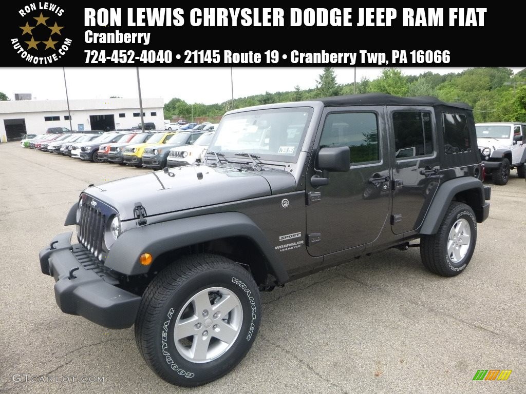 2017 Wrangler Unlimited Sport 4x4 - Granite Crystal Metallic / Black photo #1
