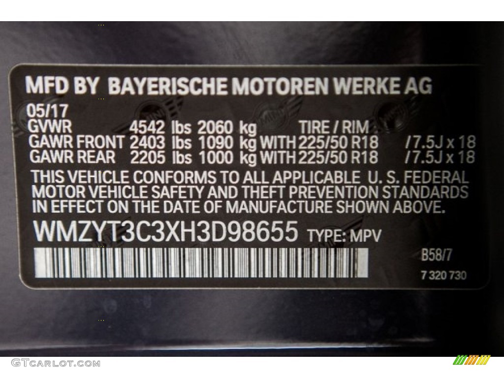 2017 Countryman Color Code B58 for Thunder Grey Metallic Photo #121539964