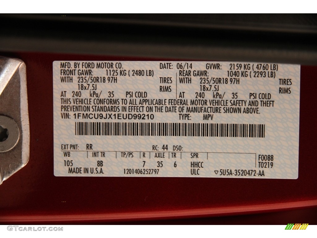 2014 Escape Titanium 1.6L EcoBoost 4WD - Ruby Red / Charcoal Black photo #22