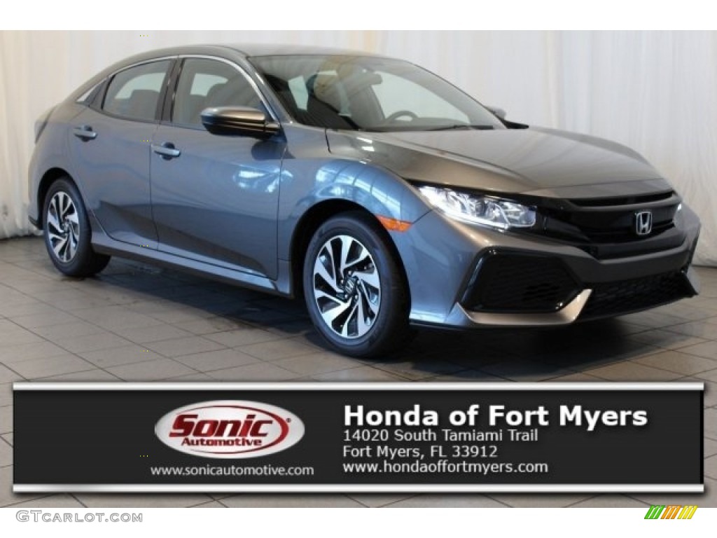 2017 Civic LX Hatchback - Polished Metal Metallic / Black/Ivory photo #1