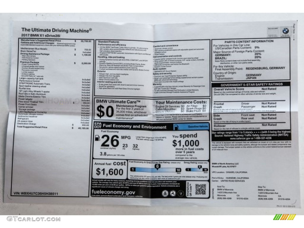 2017 X1 sDrive28i - Mediterranean Blue Metallic / Black photo #10