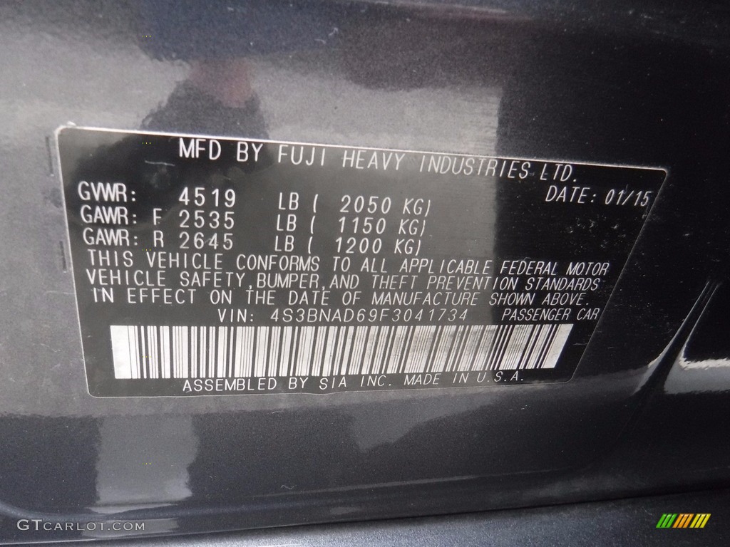 2015 Legacy 2.5i Premium - Carbide Gray Metallic / Slate Black photo #29