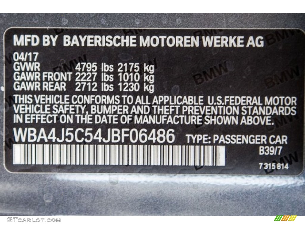2018 4 Series Color Code B39 for Mineral Grey Metallic Photo #121576830