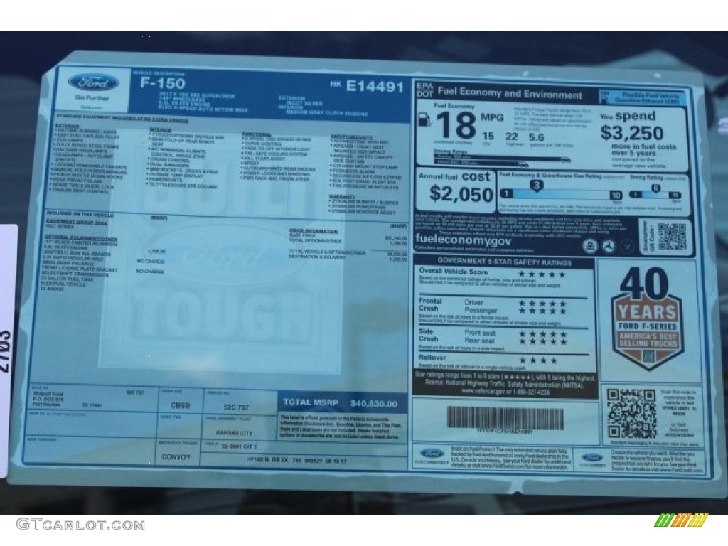 2017 F150 XLT SuperCrew - Ingot Silver / Earth Gray photo #9