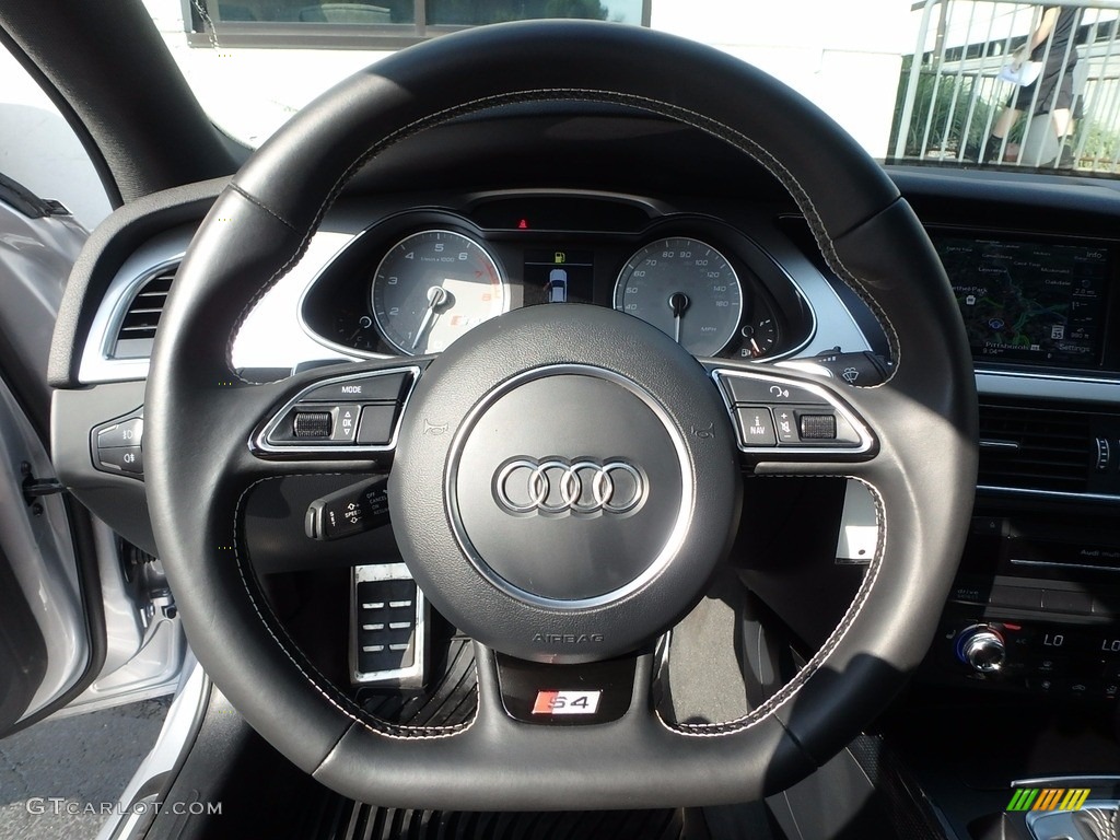 2016 Audi S4 Premium Plus 3.0 TFSI quattro Black Steering Wheel Photo #121611636