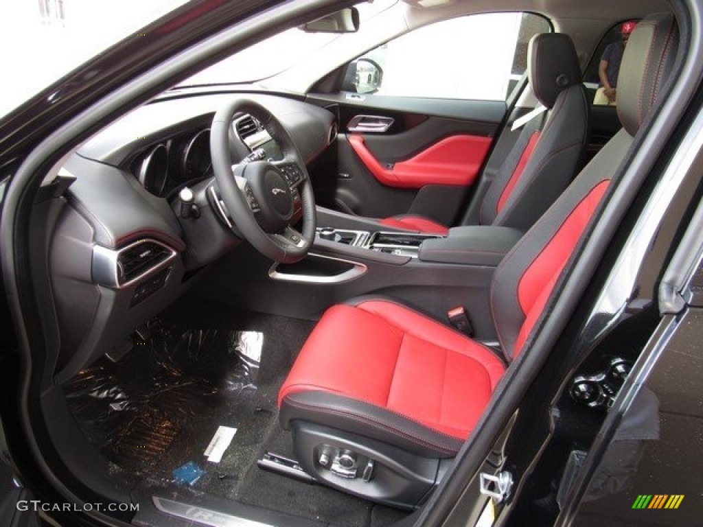 Ebony/Pimento Interior 2018 Jaguar F-PACE 25t AWD R-Sport Photo #121615542