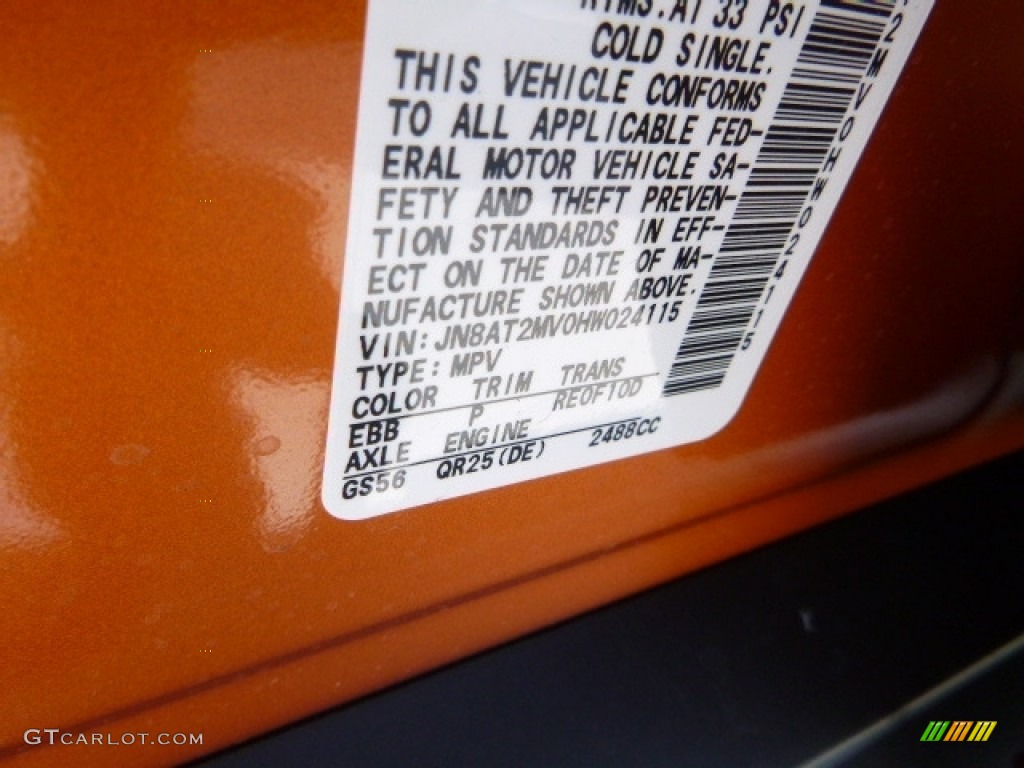 2017 Rogue SL AWD - Monarch Orange / Almond photo #15