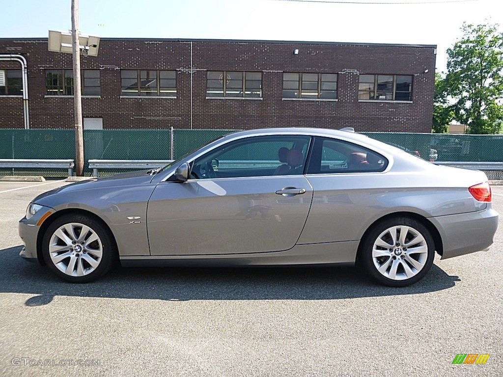 2011 3 Series 328i xDrive Coupe - Space Gray Metallic / Coral Red/Black Dakota Leather photo #2