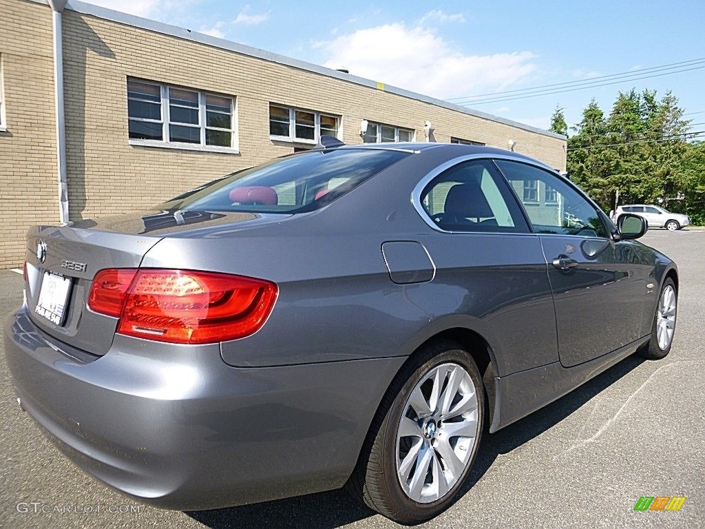 2011 3 Series 328i xDrive Coupe - Space Gray Metallic / Coral Red/Black Dakota Leather photo #5