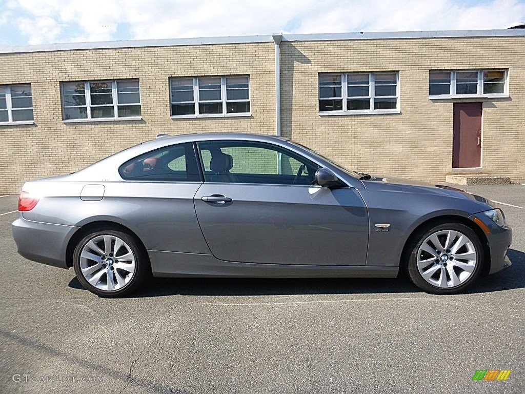 2011 3 Series 328i xDrive Coupe - Space Gray Metallic / Coral Red/Black Dakota Leather photo #6