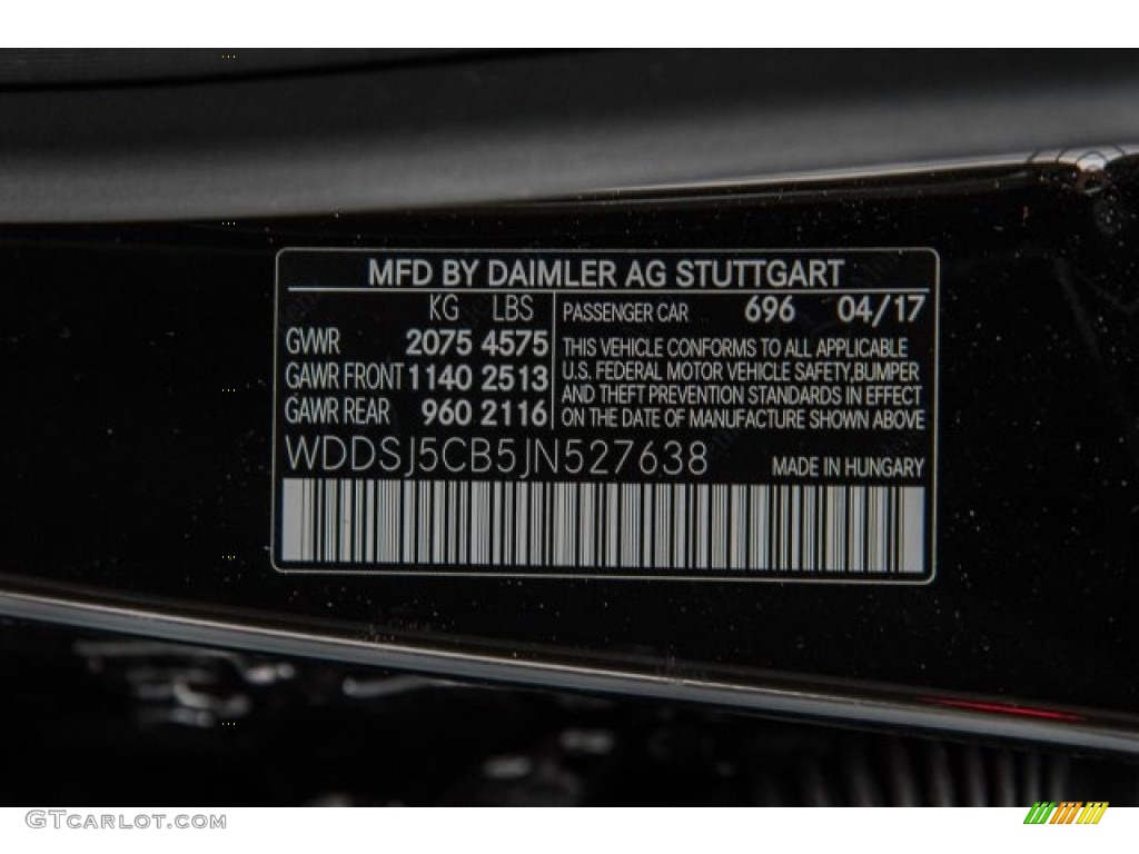 2018 CLA Color Code 696 for Night Black Photo #121620603