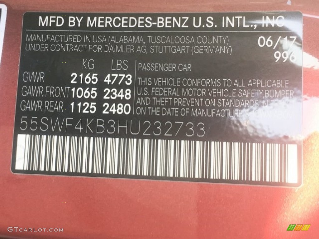 2017 C Color Code 996 for designo Cardinal Red Metallic Photo #121624452