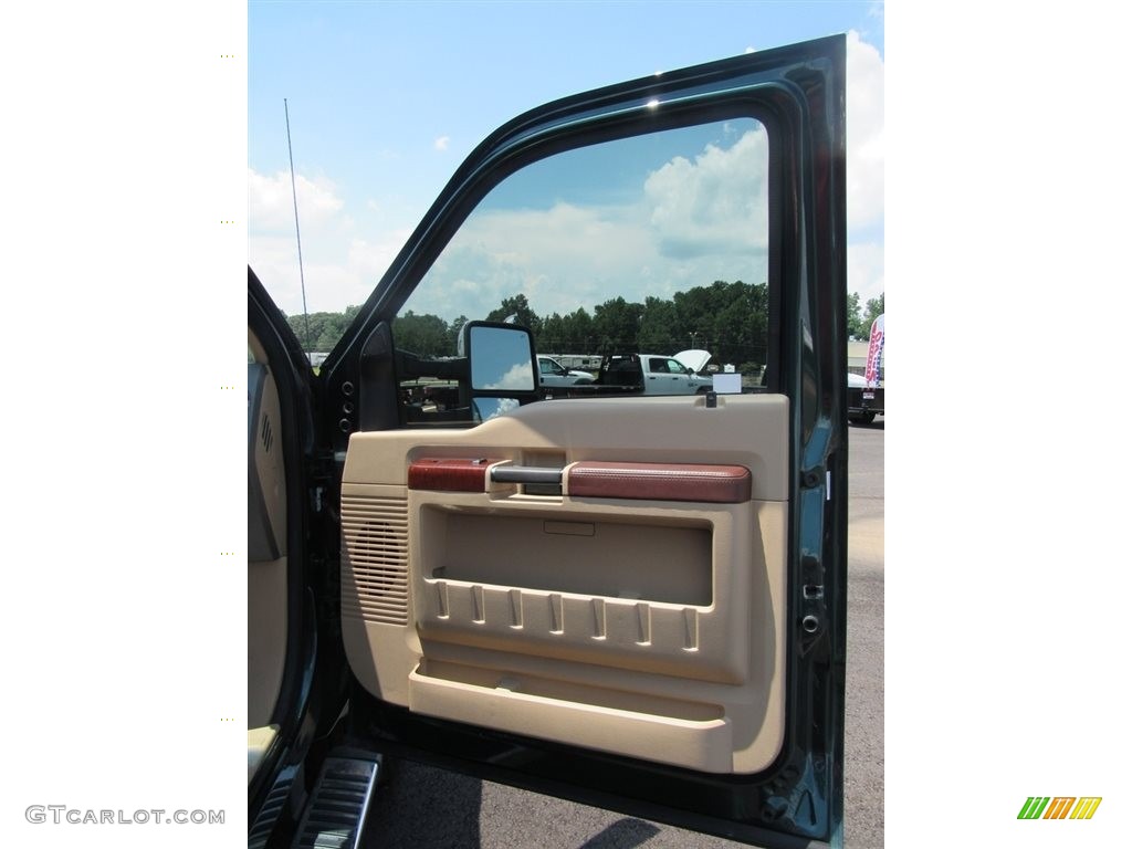 2012 F350 Super Duty Lariat Crew Cab 4x4 - Green Gem Metallic / Adobe photo #15