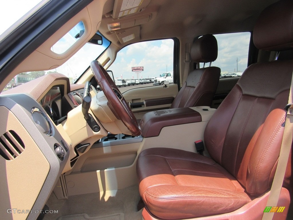 2012 F350 Super Duty Lariat Crew Cab 4x4 - Green Gem Metallic / Adobe photo #29
