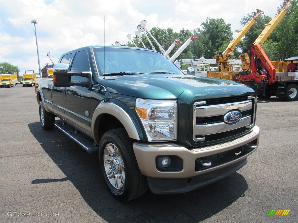 2012 F350 Super Duty Lariat Crew Cab 4x4 - Green Gem Metallic / Adobe photo #52