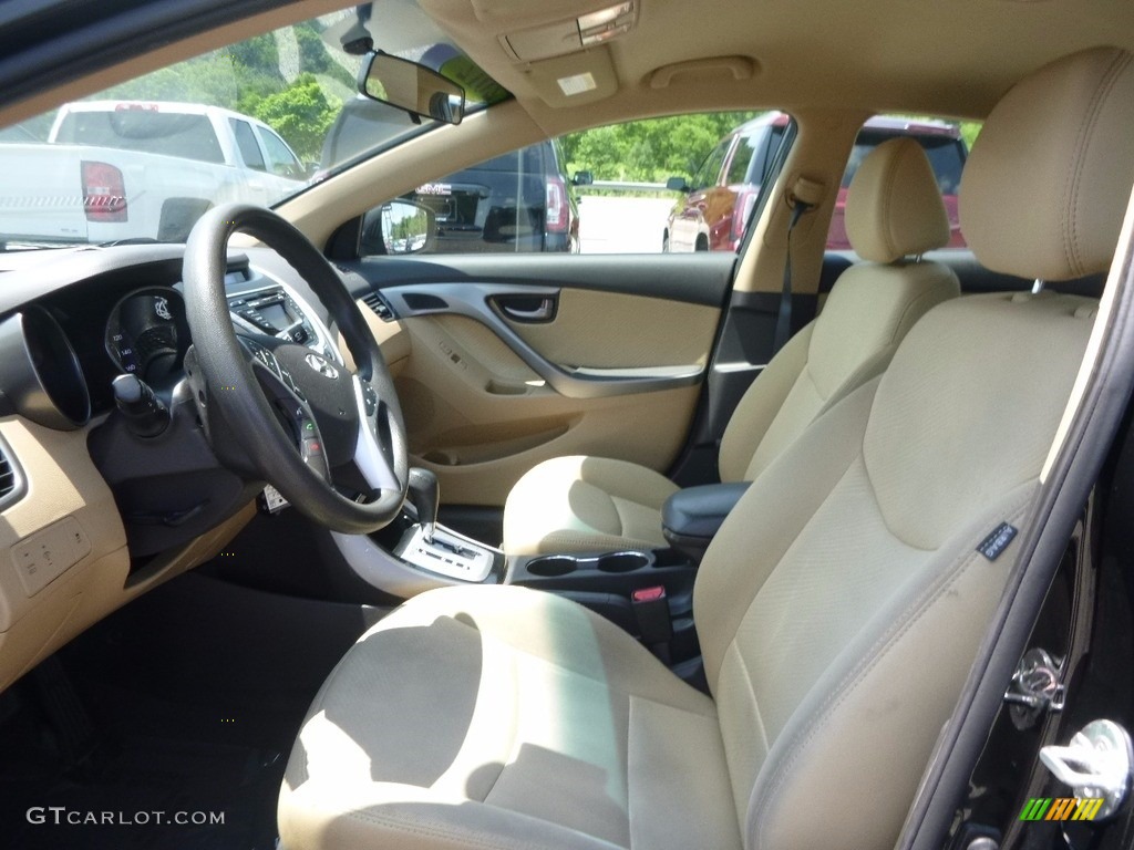 2012 Elantra GLS - Midnight Black / Beige photo #14