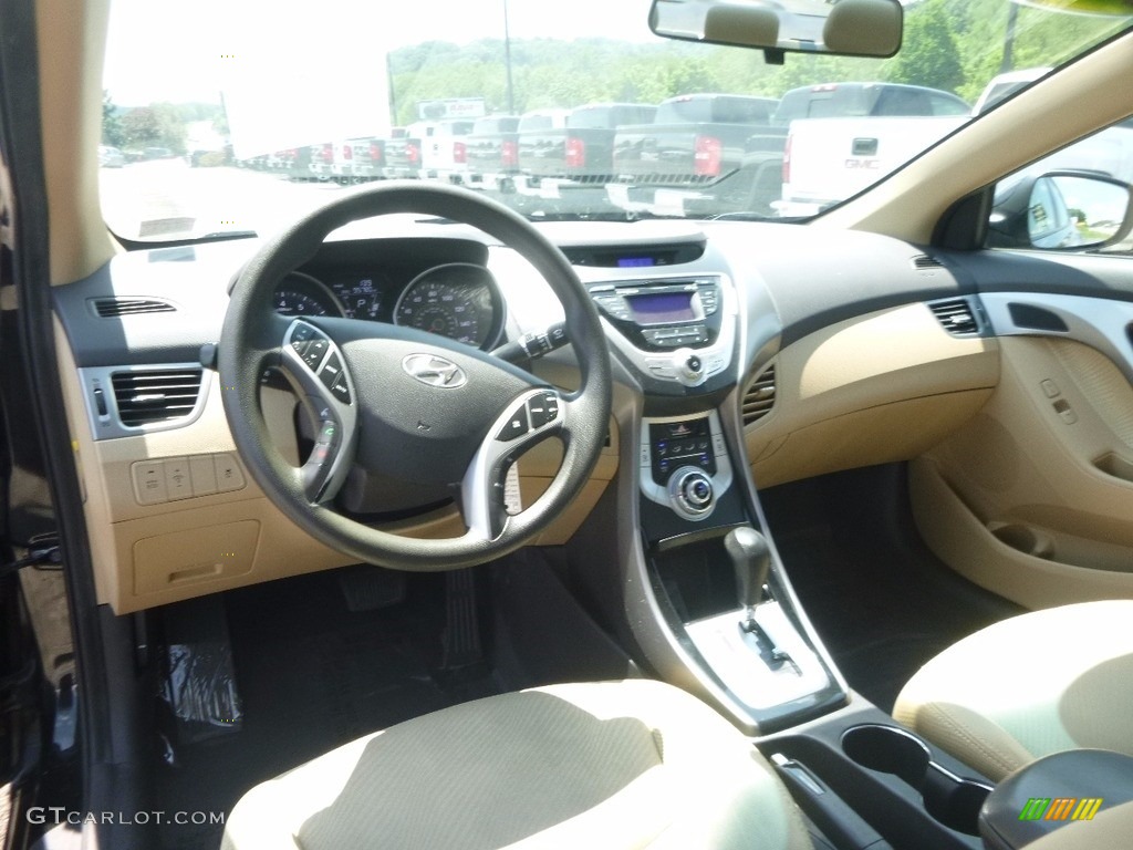 2012 Elantra GLS - Midnight Black / Beige photo #16