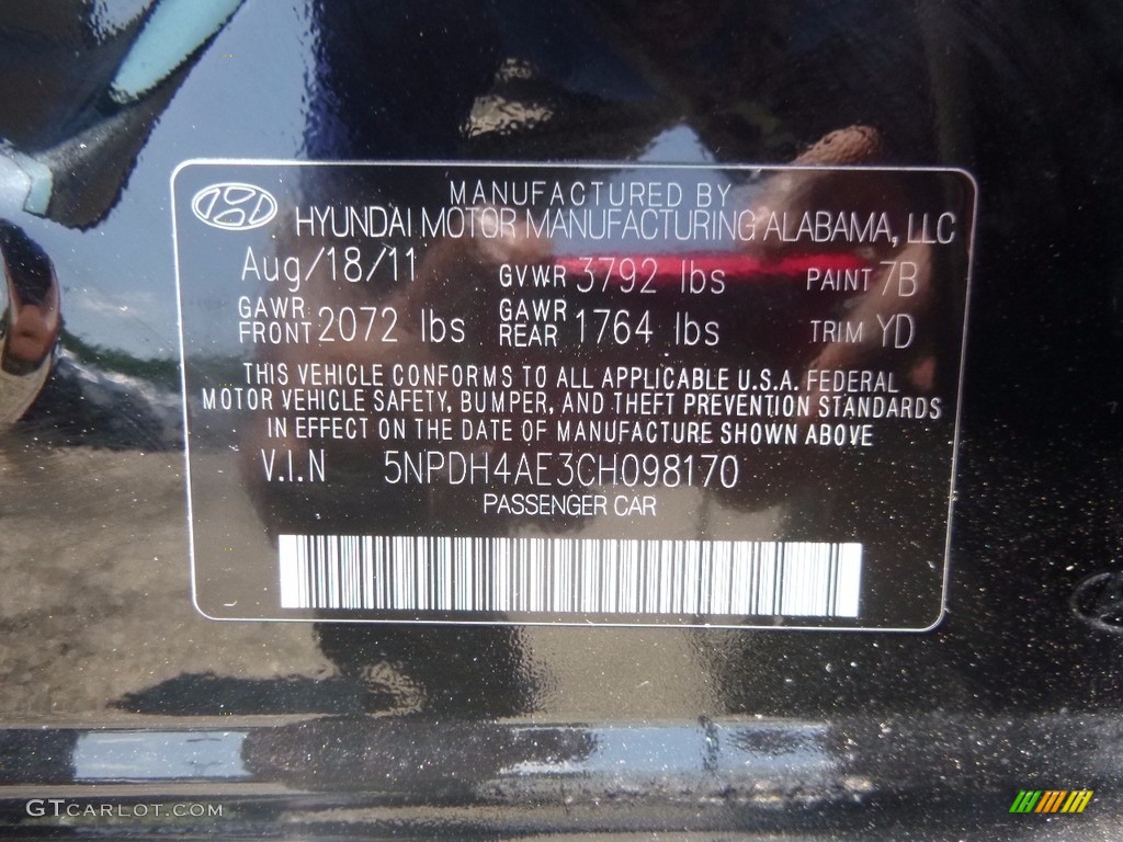 2012 Elantra GLS - Midnight Black / Beige photo #19