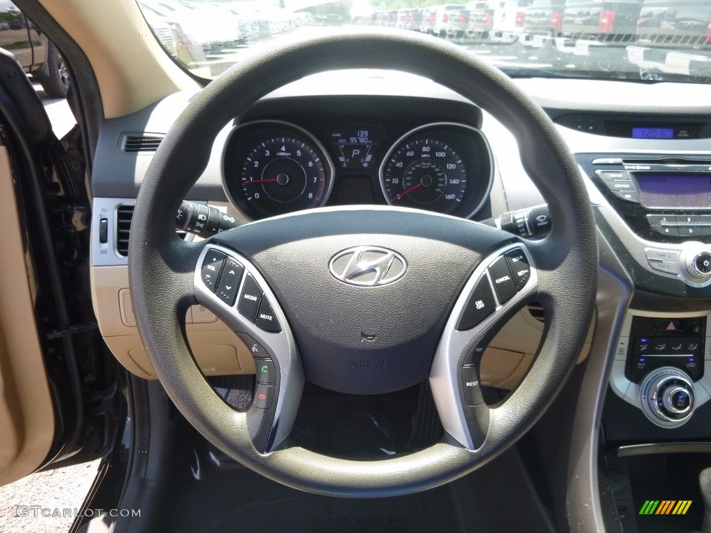 2012 Elantra GLS - Midnight Black / Beige photo #22