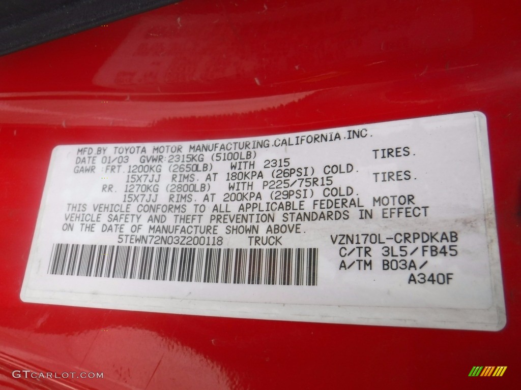 2003 Tacoma V6 TRD Xtracab 4x4 - Radiant Red / Oak photo #24